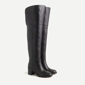 NEW Leather Over Knee Boot J Crew Black